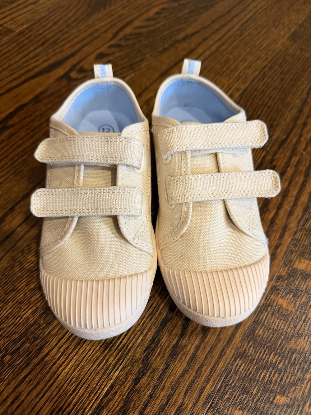 Cat & Jack Kids Canvas Velcro Sneaker in Cream Size 12 NWOT